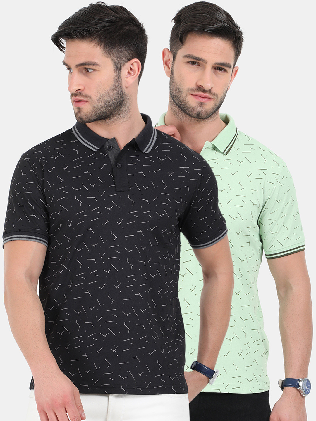 

ARDEUR Men Pack Of 2 Dri-FIT Polo Collar T-shirt, Black