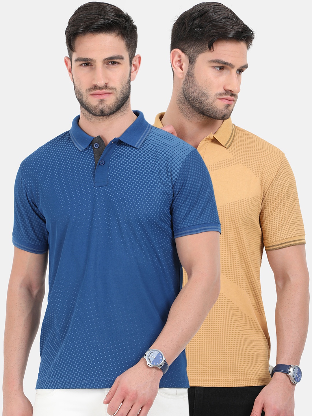 

ARDEUR Men Pack Of 2 Dri-FIT Polo Collar T-shirts, Blue