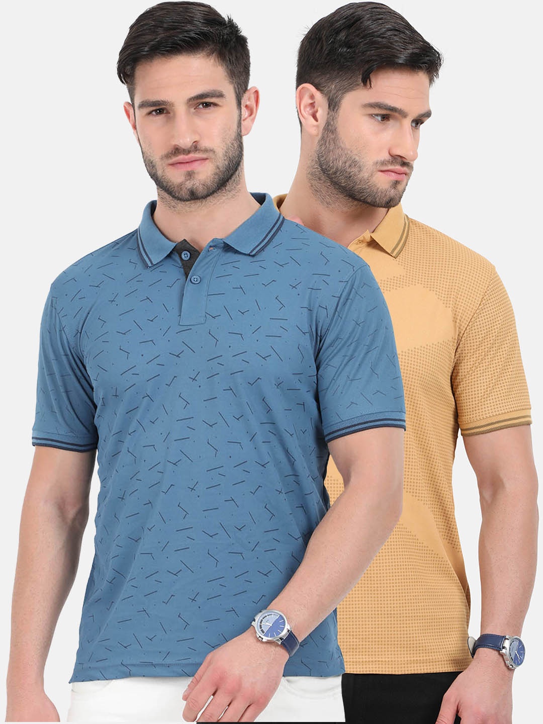 

ARDEUR Men Pack Of 2 Dri-FIT Polo Collar T-shirt, Blue