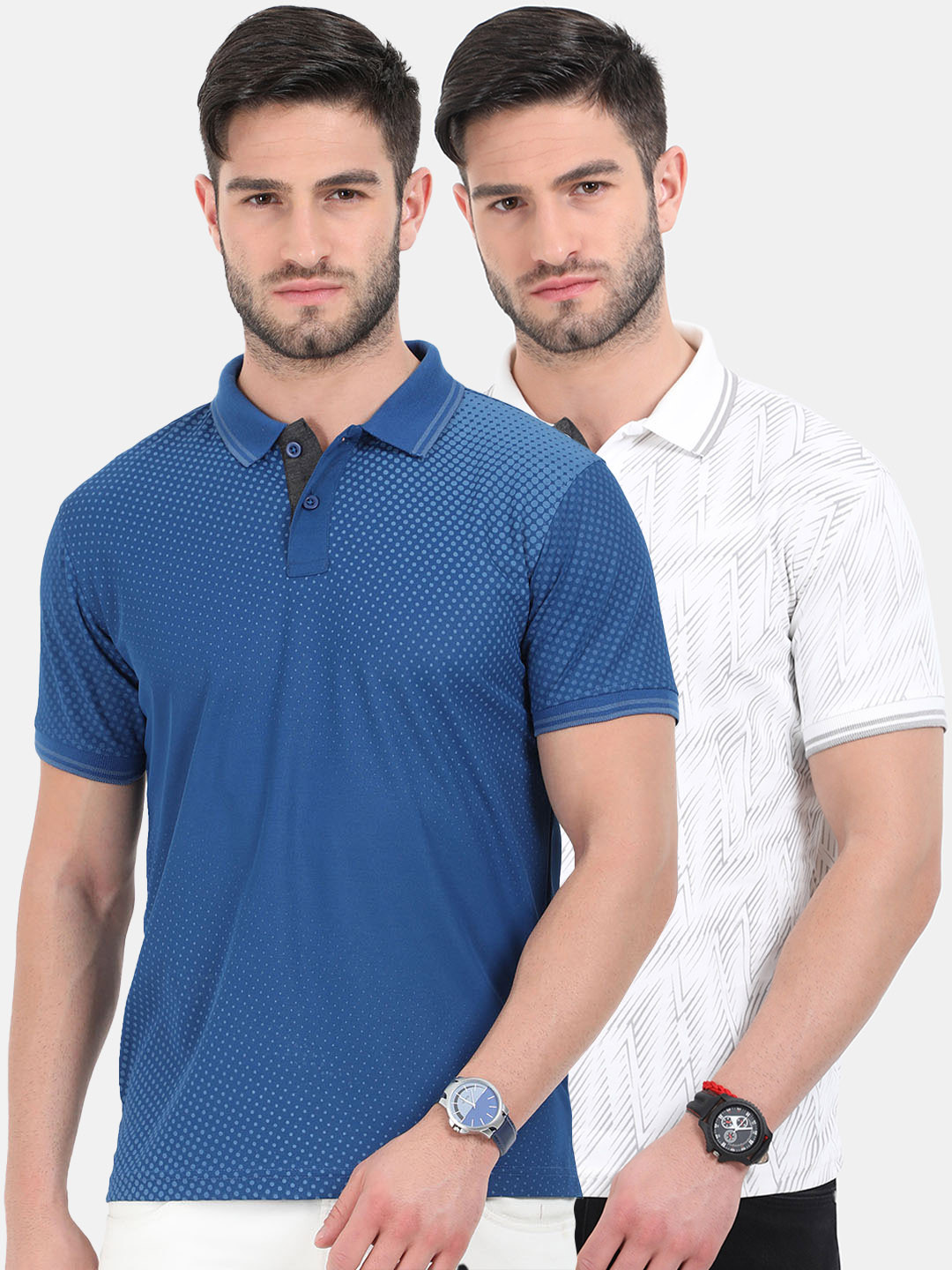 

ARDEUR Men Pack Of 2 Dri-FIT Polo Collar T-shirt, Blue