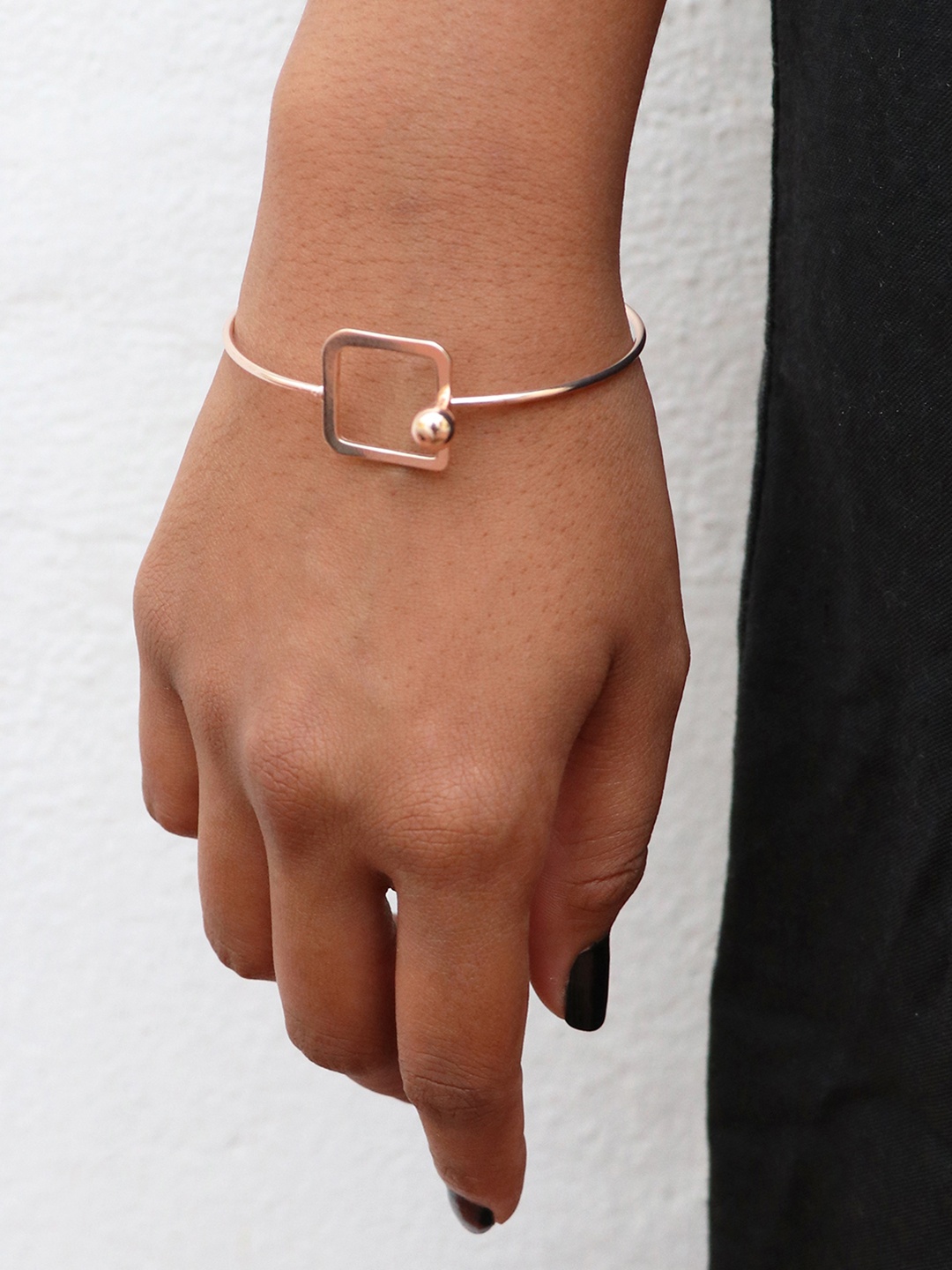

Ayesha Women Rose Gold-Plated Contemporary Square Bangle-Style Bracelet