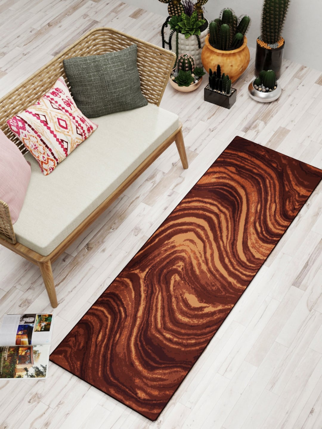 

BIANCA Brown Printed Soft & Fluffy Anti-Skid Carpet