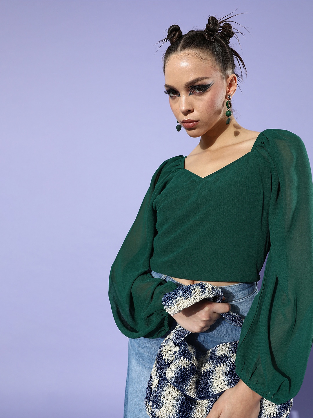 

The Vanca Women Gorgeous Green Solid New Neckline Top