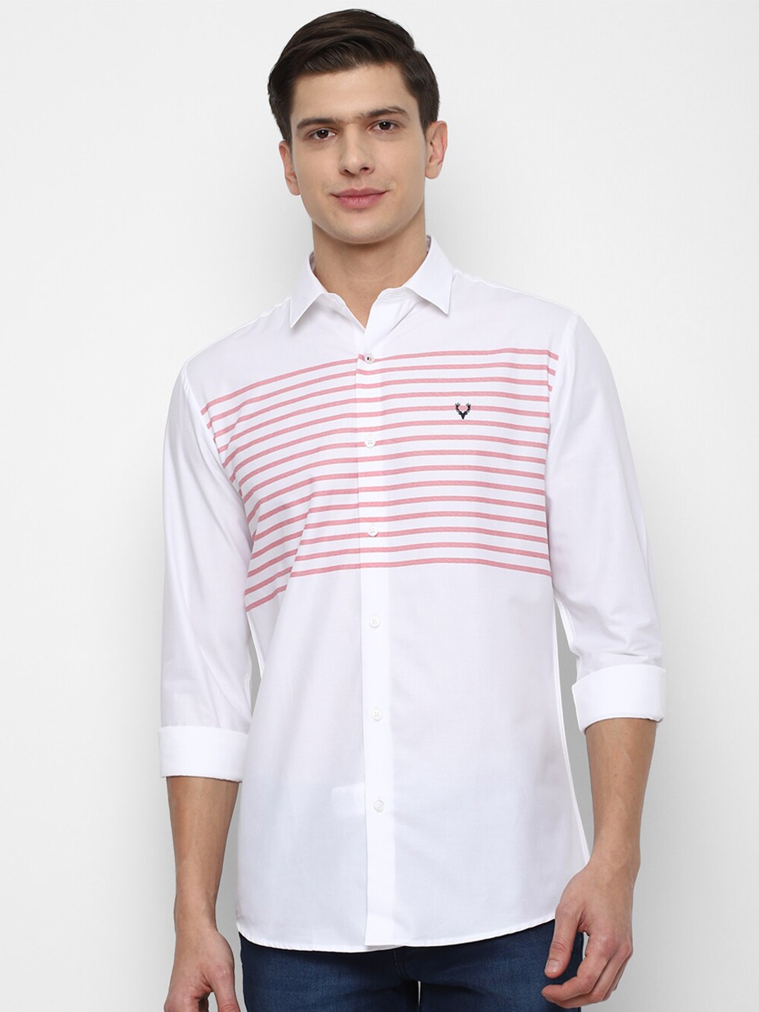 

Allen Solly Men White Slim Fit Horizontal Striped Casual Shirt