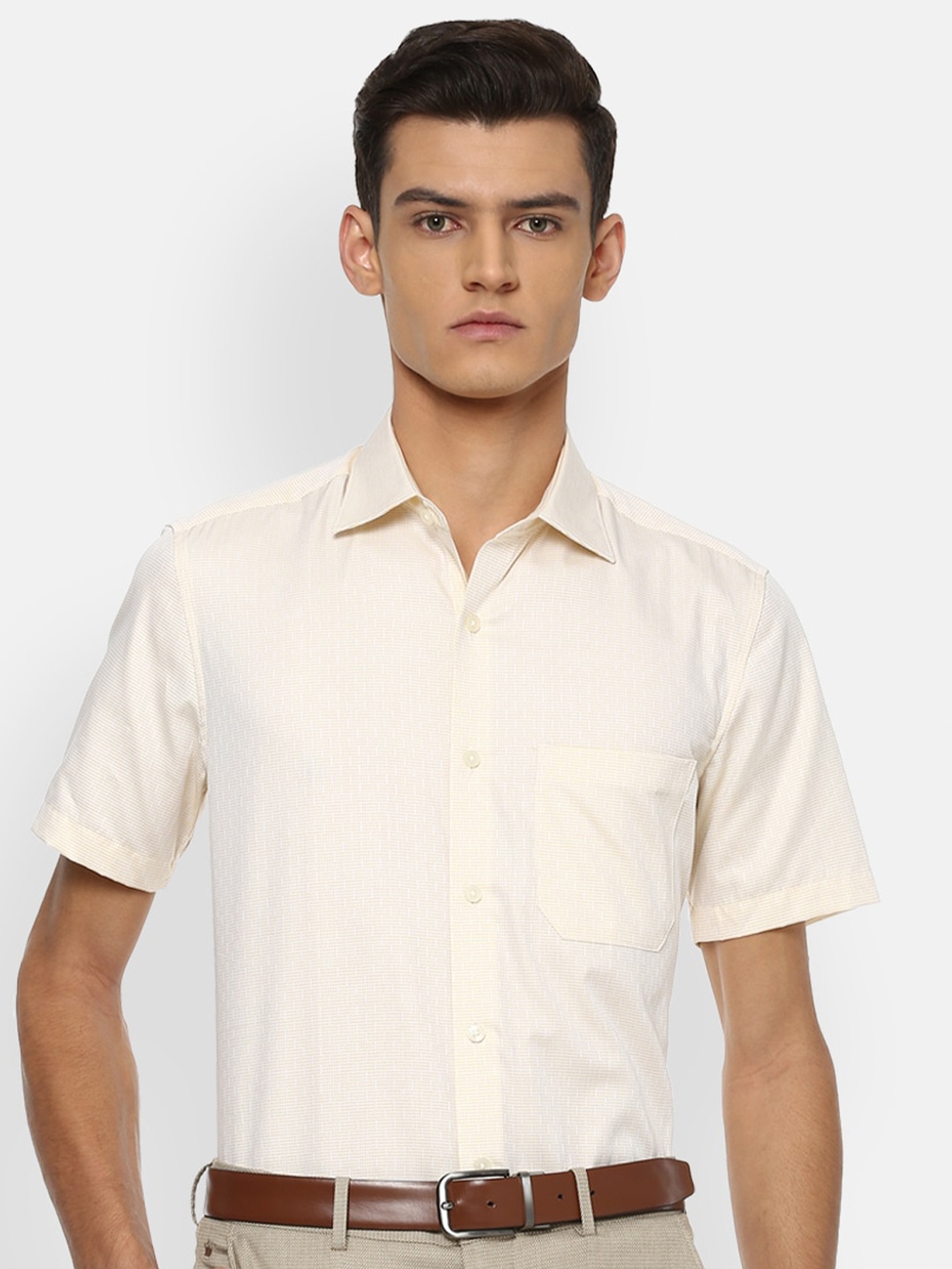 

Louis Philippe Men Cream-Coloured Printed Regular Fit Formal Shirt