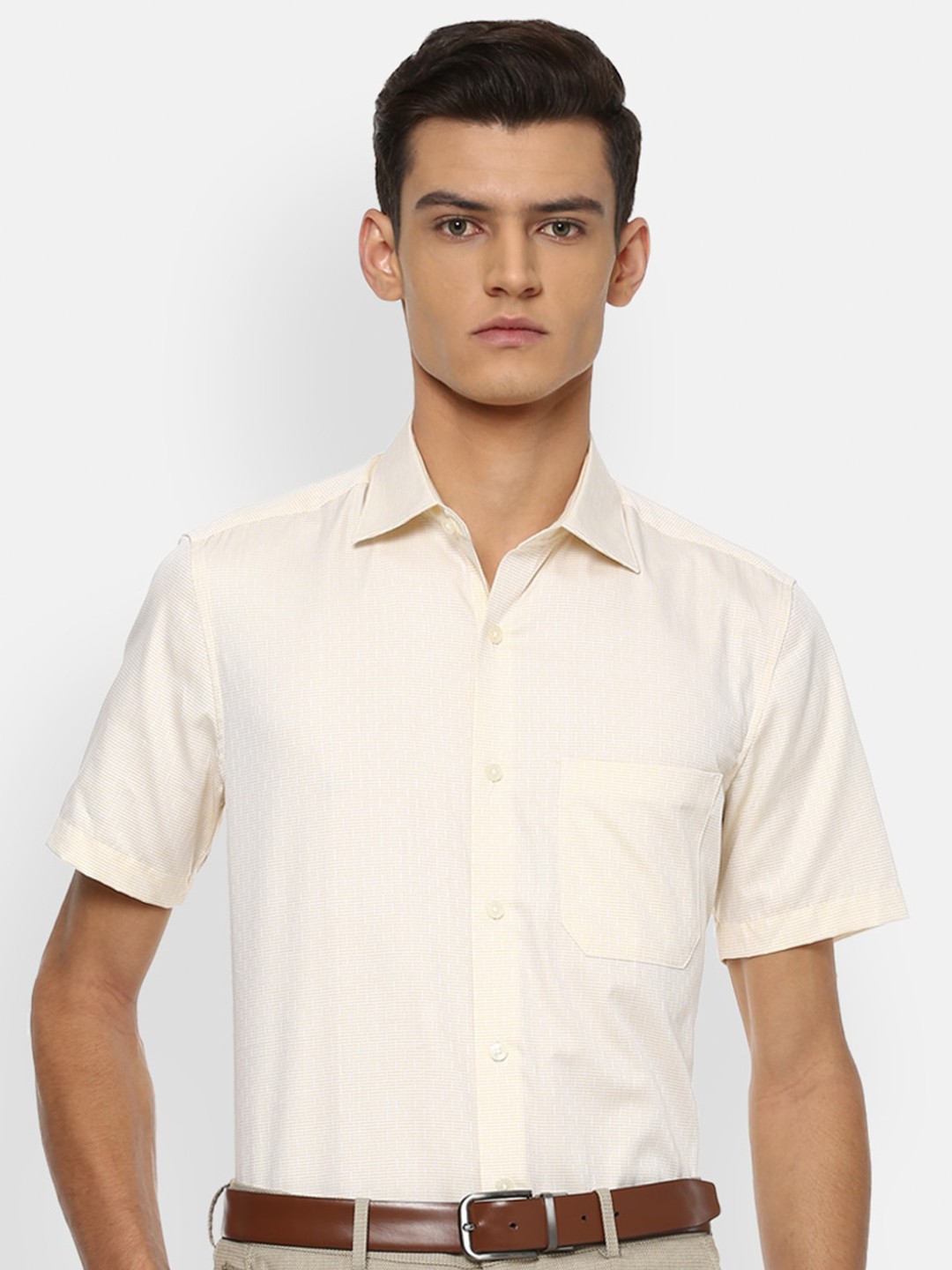

Louis Philippe Men Cream-Coloured Regular Fit Formal Shirt