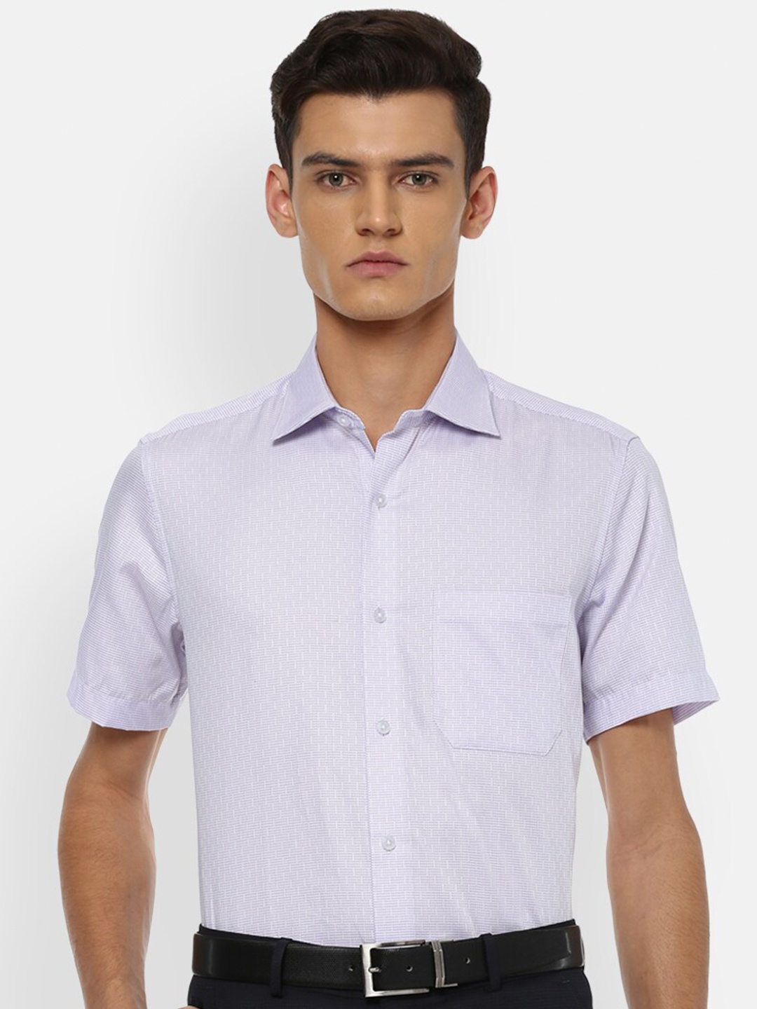 

Louis Philippe Men Purple Printed Formal Shirt