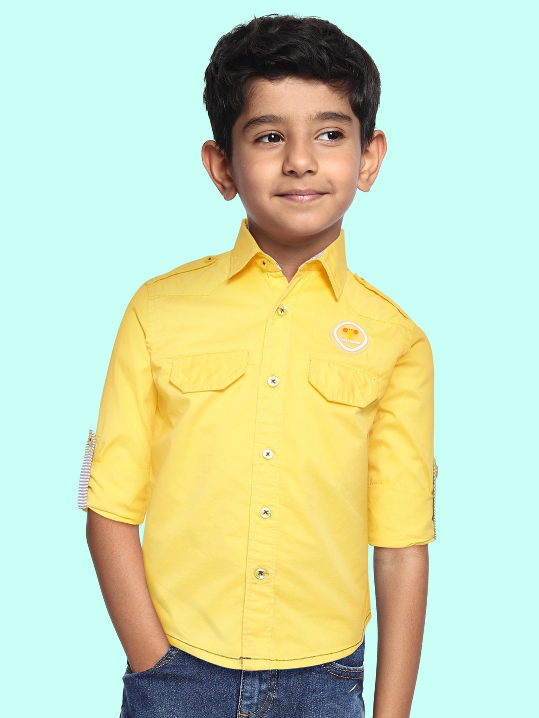 

toothless Boys Yellow Pure Cotton Casual Shirt