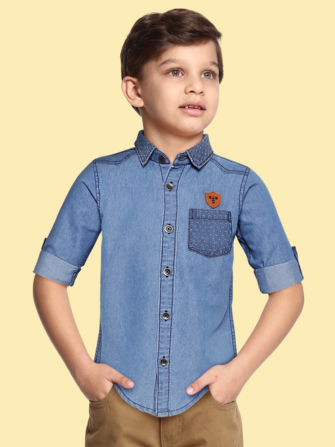 

toothless Boys Blue Pure Cotton Denim Casual Shirt