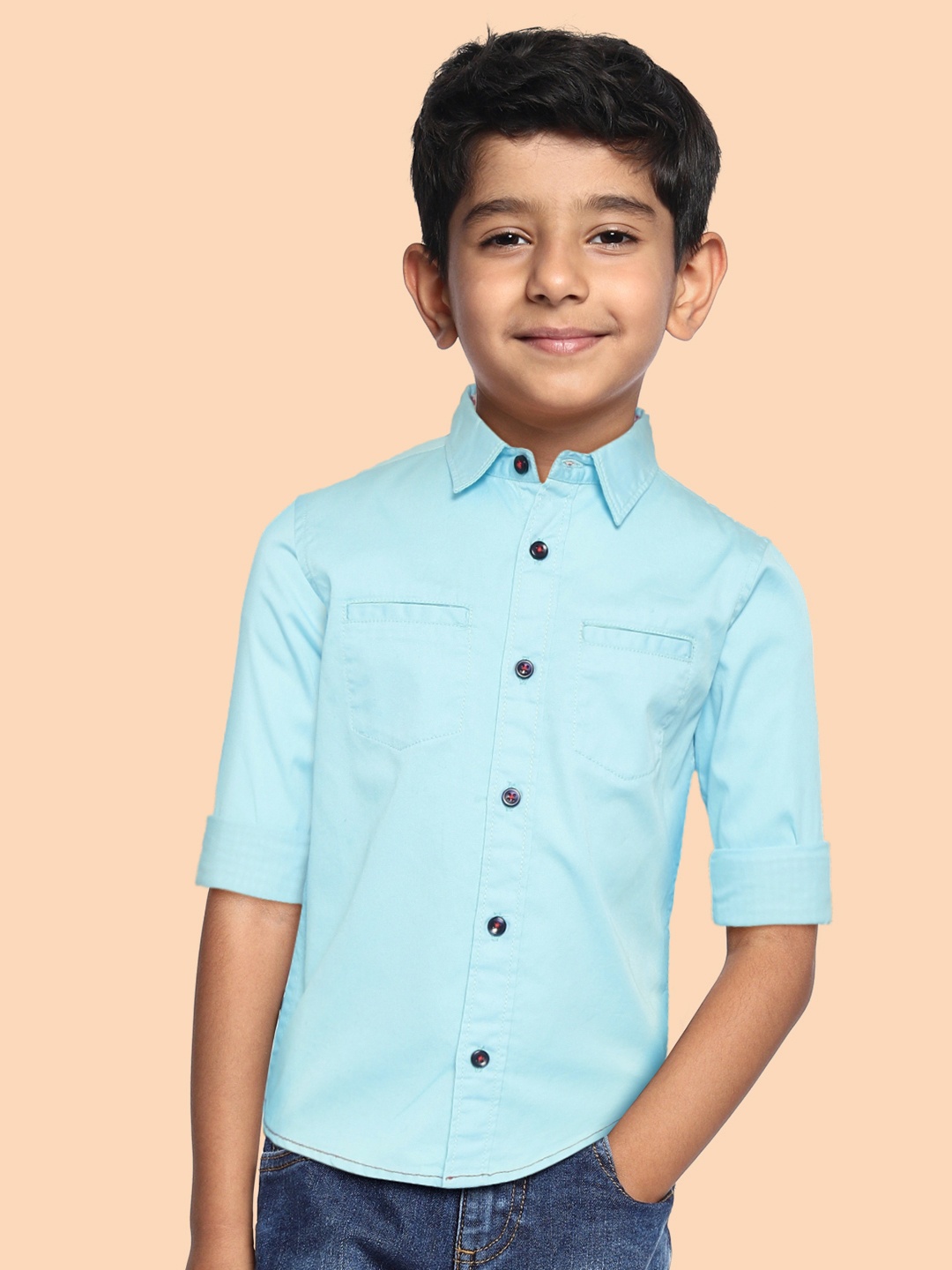 

toothless Boys Turquoise Blue Pure Cotton Comfort Casual Shirt