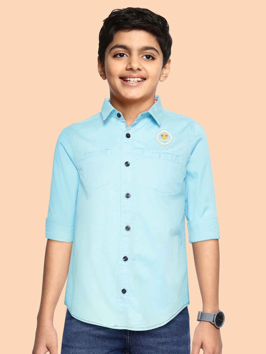 

toothless Boys Turquoise Blue Pure Cotton Comfort Casual Shirt