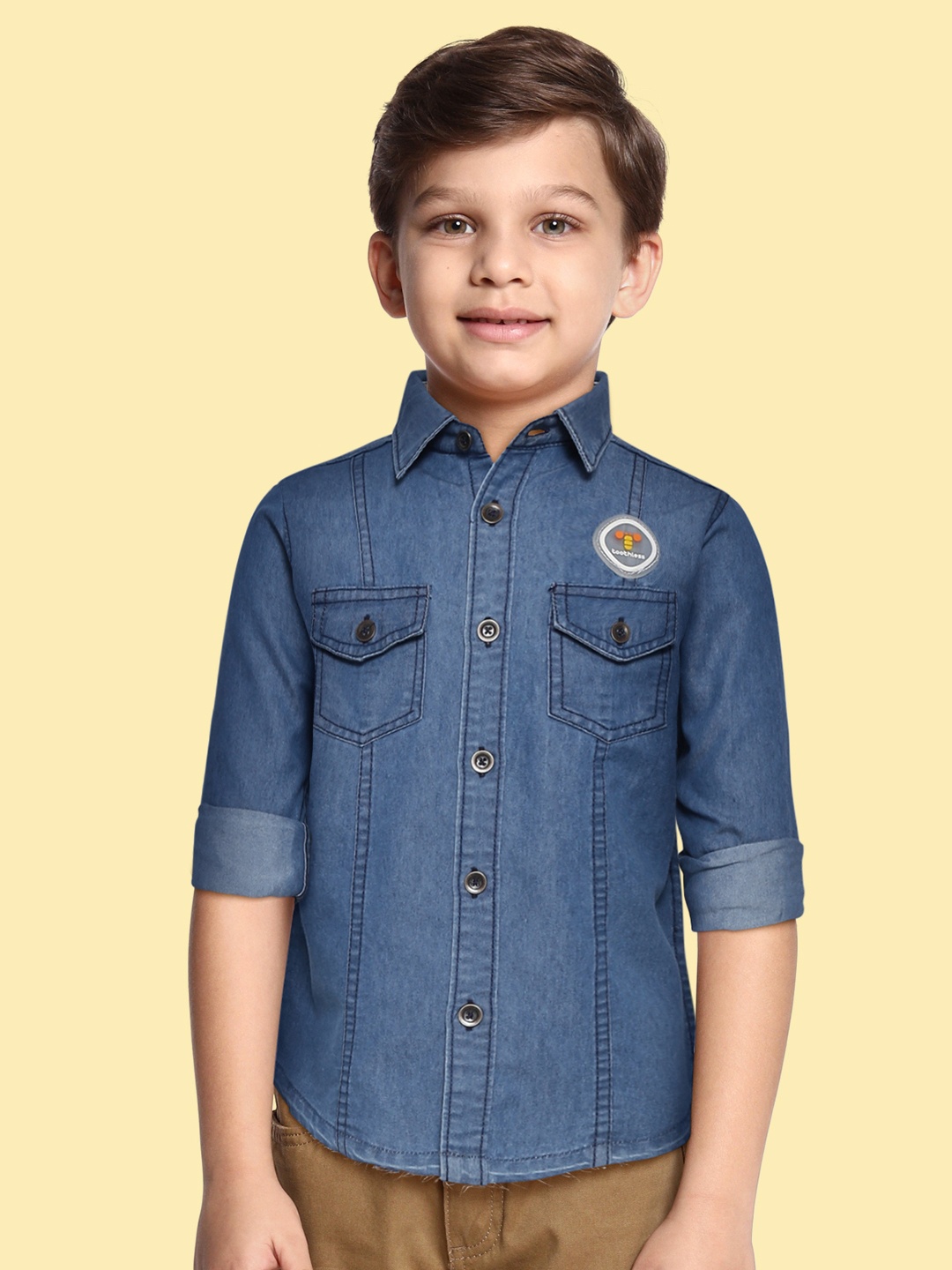 

toothless Boys Blue Pure Cotton Denim Comfort Casual Shirt
