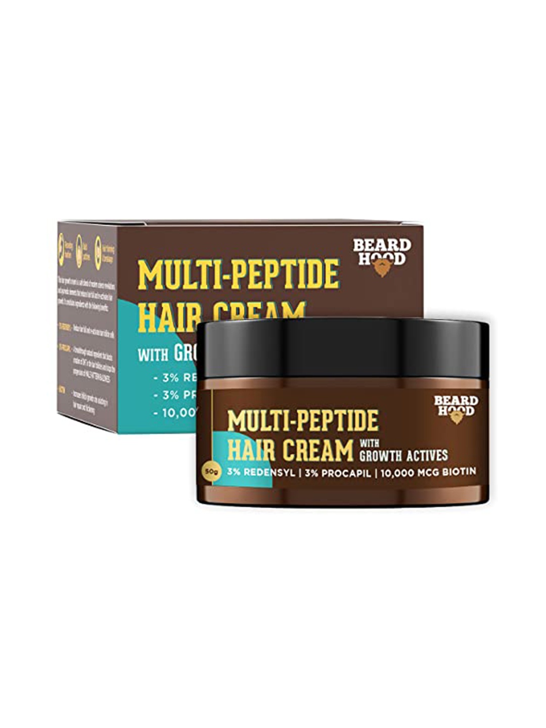 

Beardhood Multi-Peptide Hair Growth Cream - 50 g, Brown