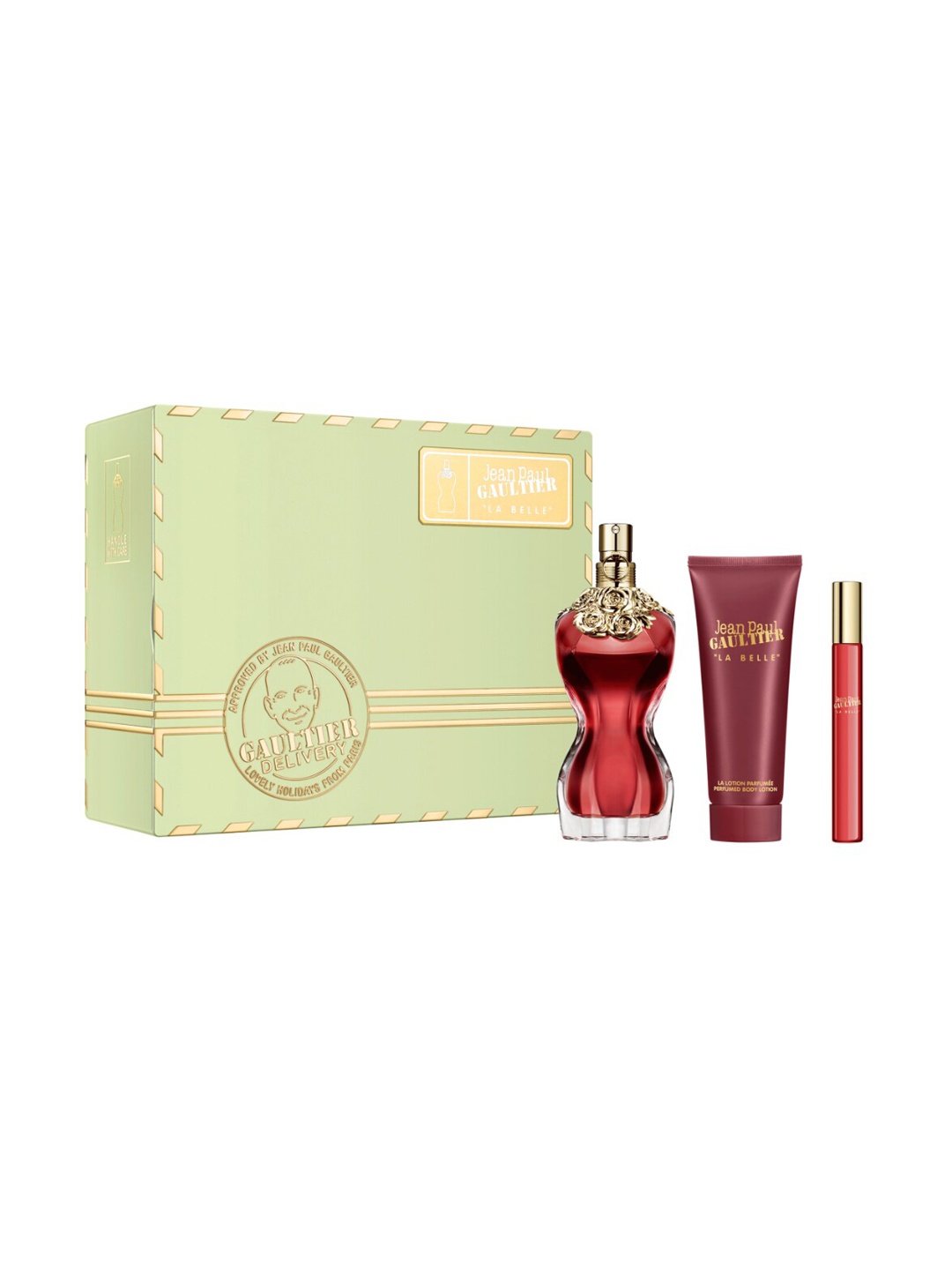 

Jean Paul Gaultier Set of La Belle EDP - Body Lotion & Travel Body Spray, Red