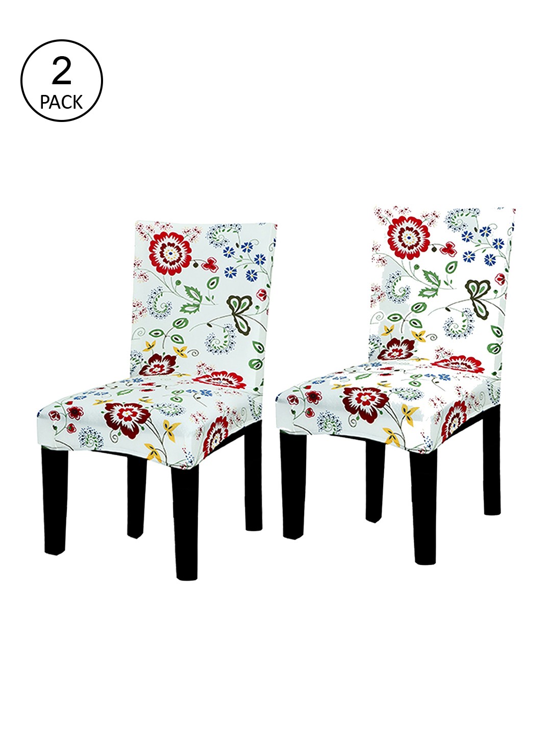 

HOUSE OF QUIRK Set Of 2 White Floral Print Stretchable Chair Cover