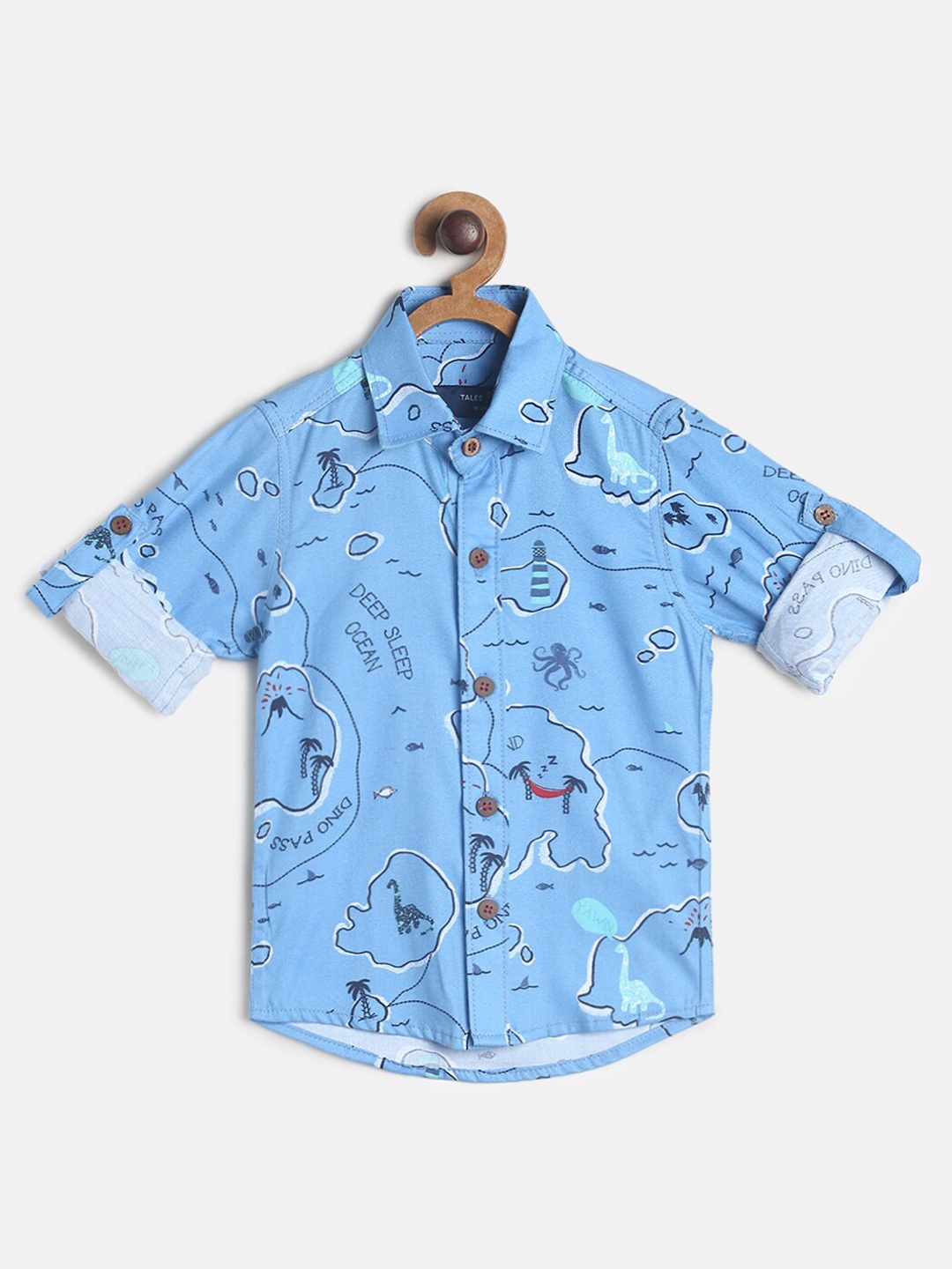 

TALES & STORIES Boys Blue Printed Casual Shirt