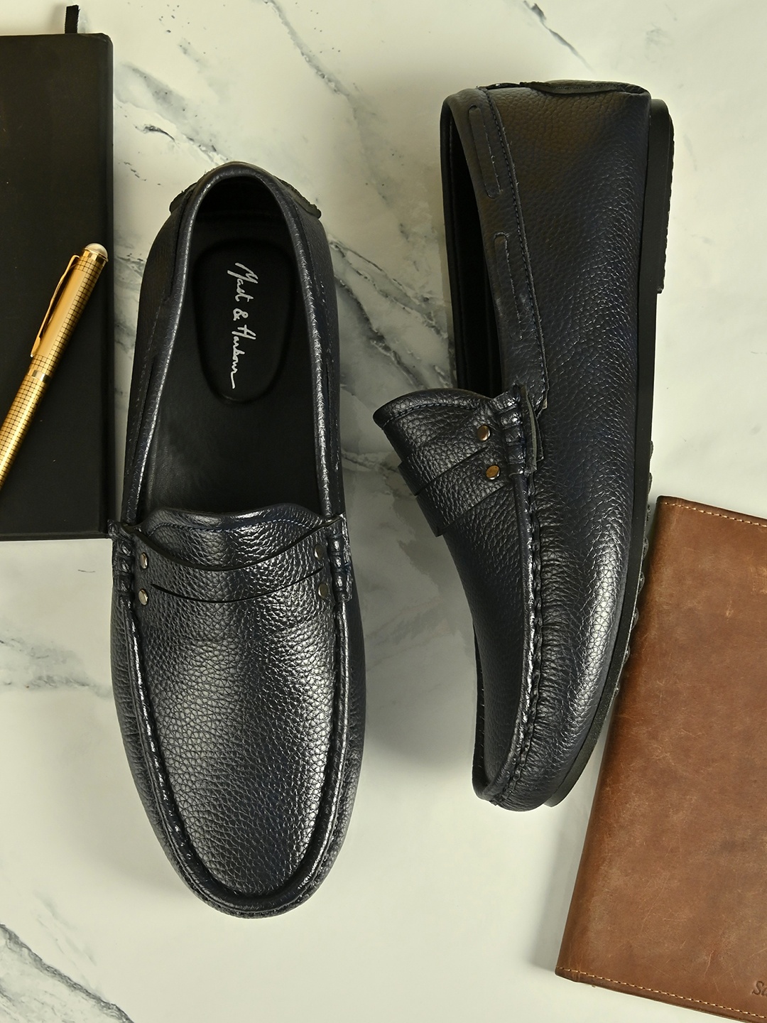 

Mast & Harbour Men Blue Textured Loafers