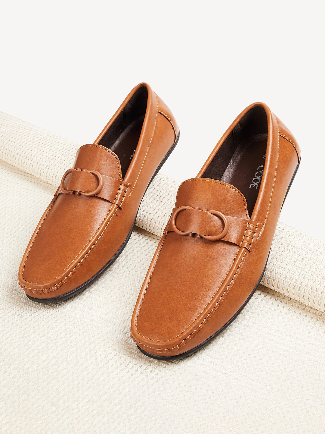 

CODE by Lifestyle Men Tan Solid PU Formal Loafers