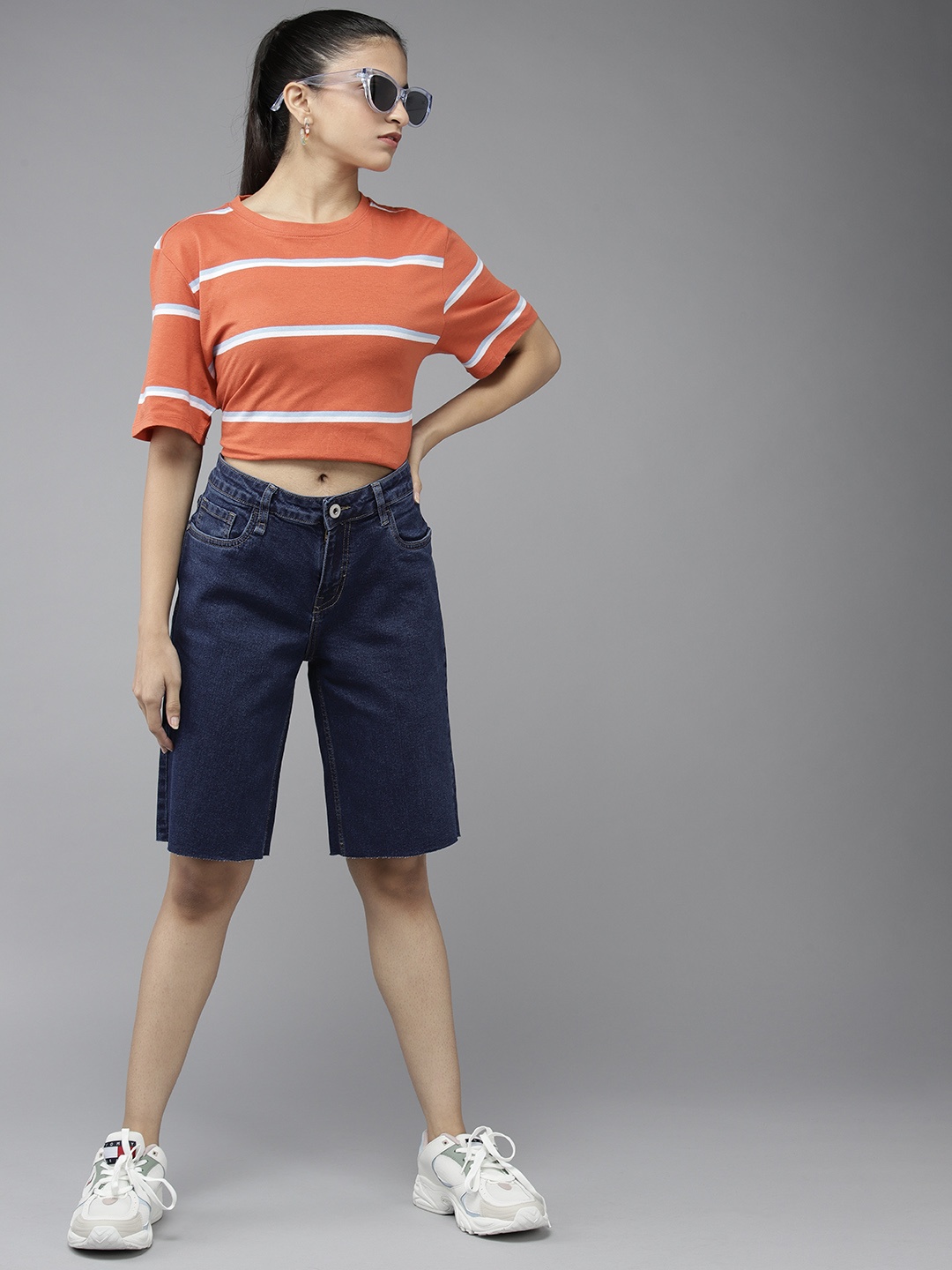 

UTH by Roadster Girls Navy Blue Denim Shorts