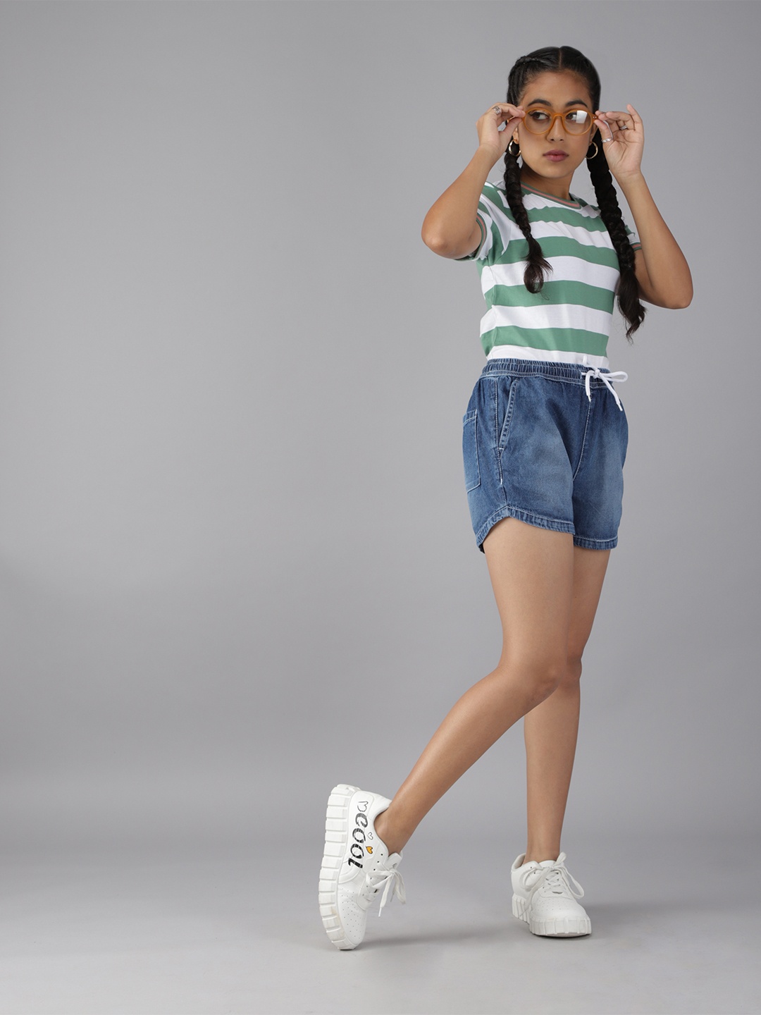 

UTH by Roadster Girls Blue Washed Denim Shorts