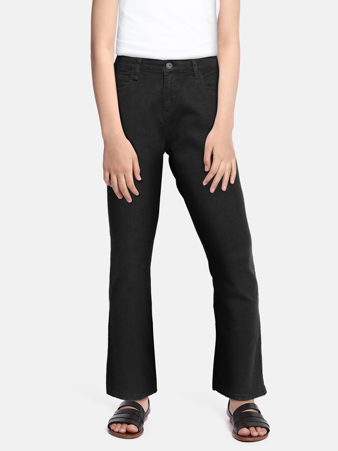 

UTH by Roadster Girls Black Solid Bootcut Stretchable Jeans