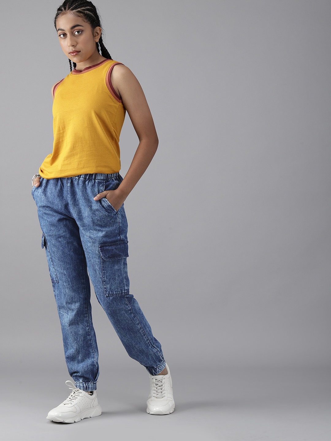 

UTH by Roadster Girls Jogger Fit Clean Look Jeans, Blue