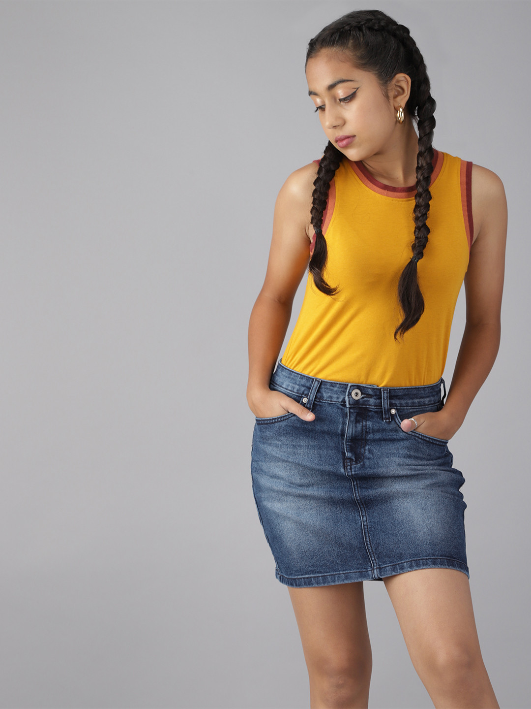 

UTH by Roadster Teen Girls Blue Straight Denim Skirt