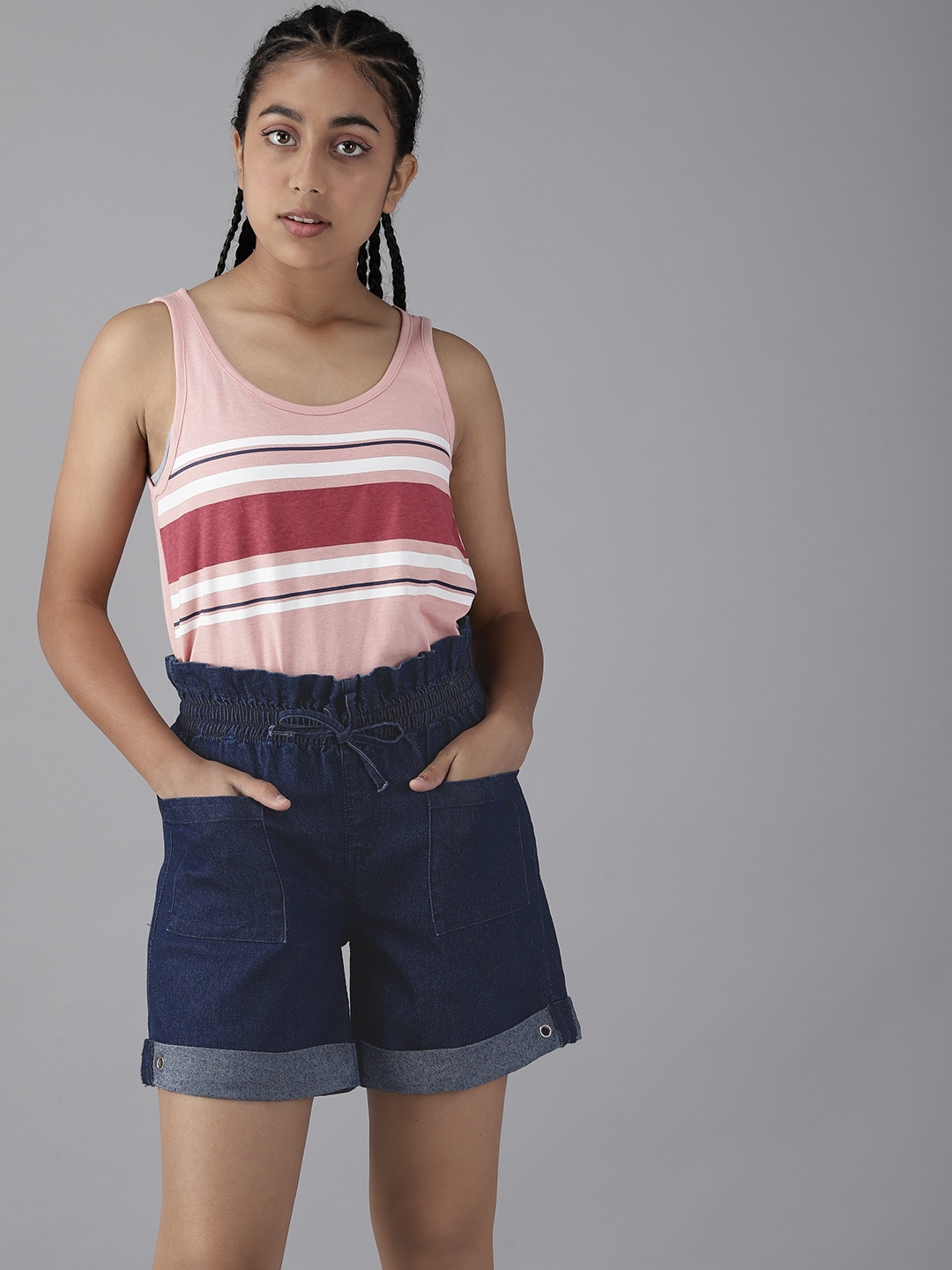 

UTH by Roadster Girls Solid Denim Shorts, Blue