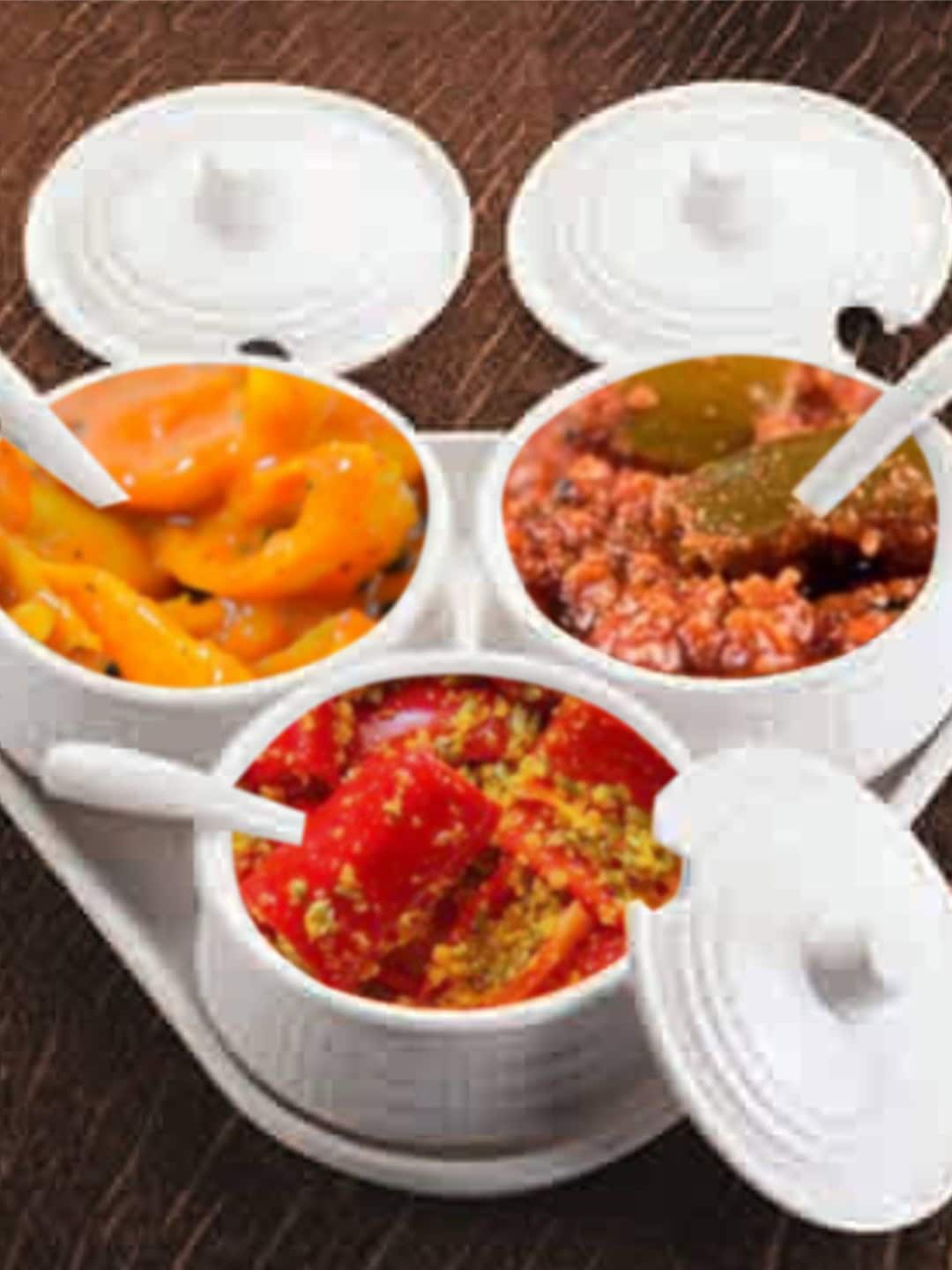

MARKET99 Set Of 3 White Melamine Condiment Set