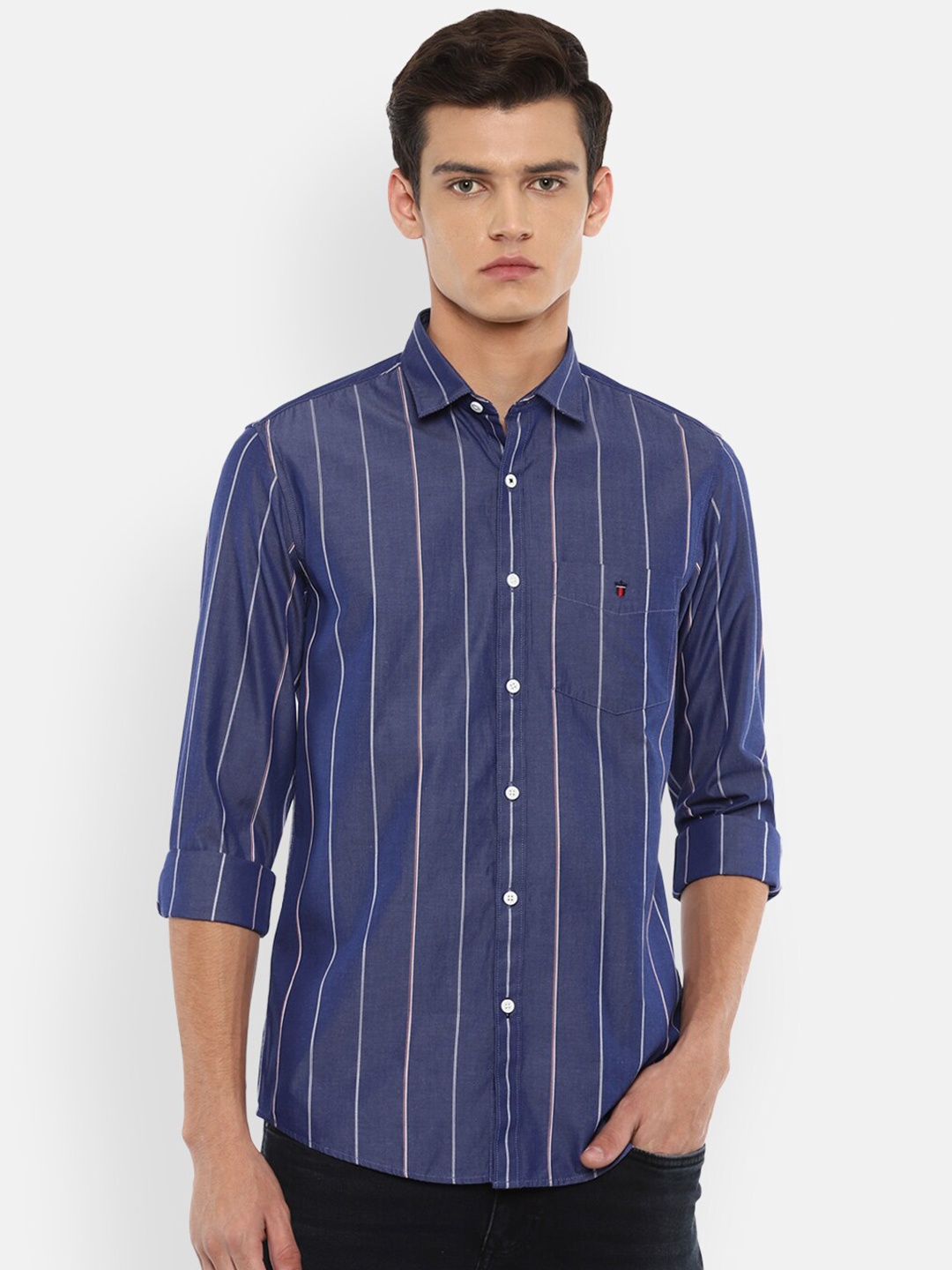 

Louis Philippe Sport Men Navy Blue Slim Fit Striped Casual Shirt