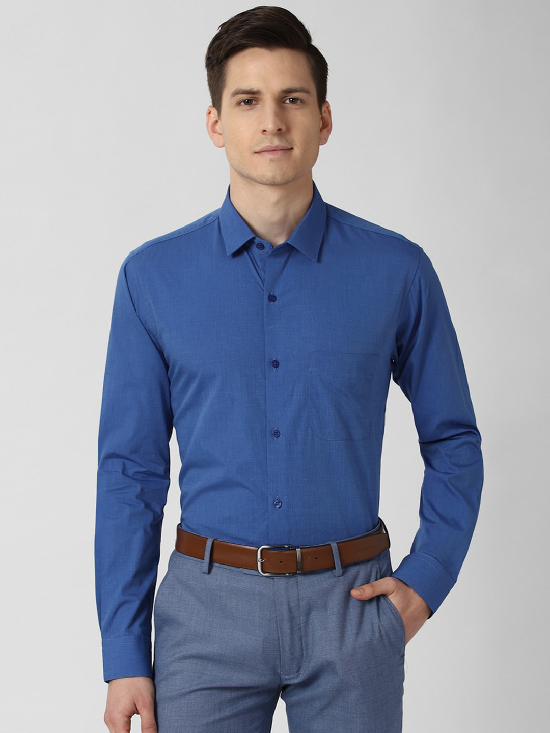 

Peter England Men Blue Slim Fit Pure Cotton Formal Shirt