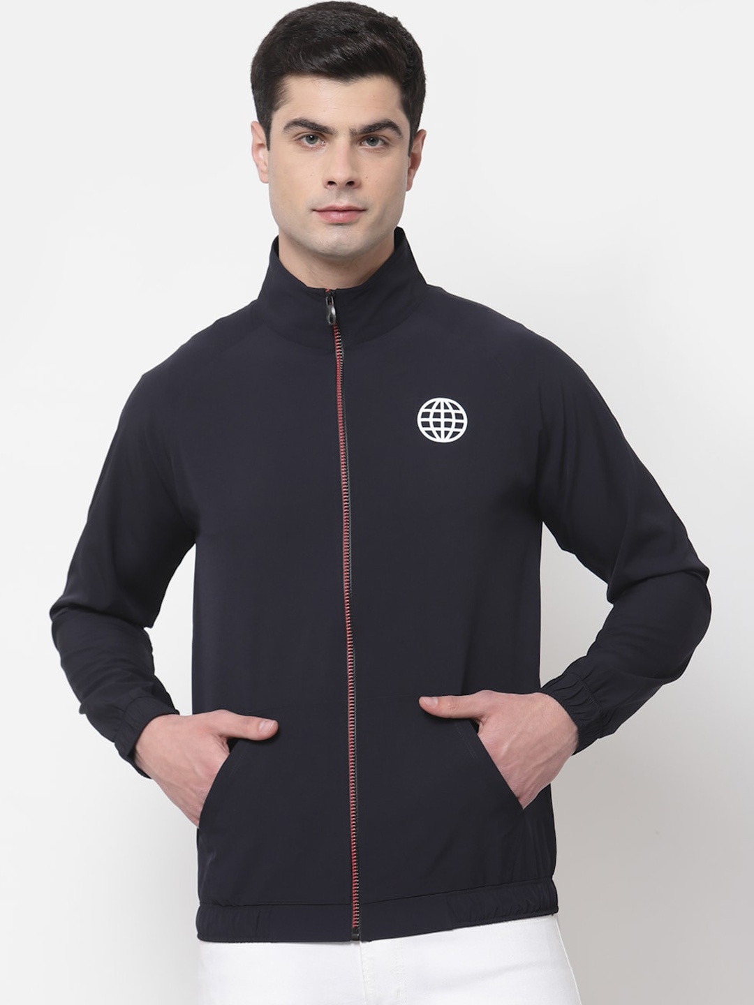 

Yuuki Men Navy Blue Lightweight Bomber Jacket
