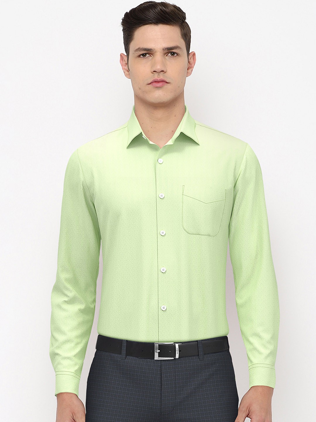 

Peter England Elite Men Green Slim Fit Formal Shirt