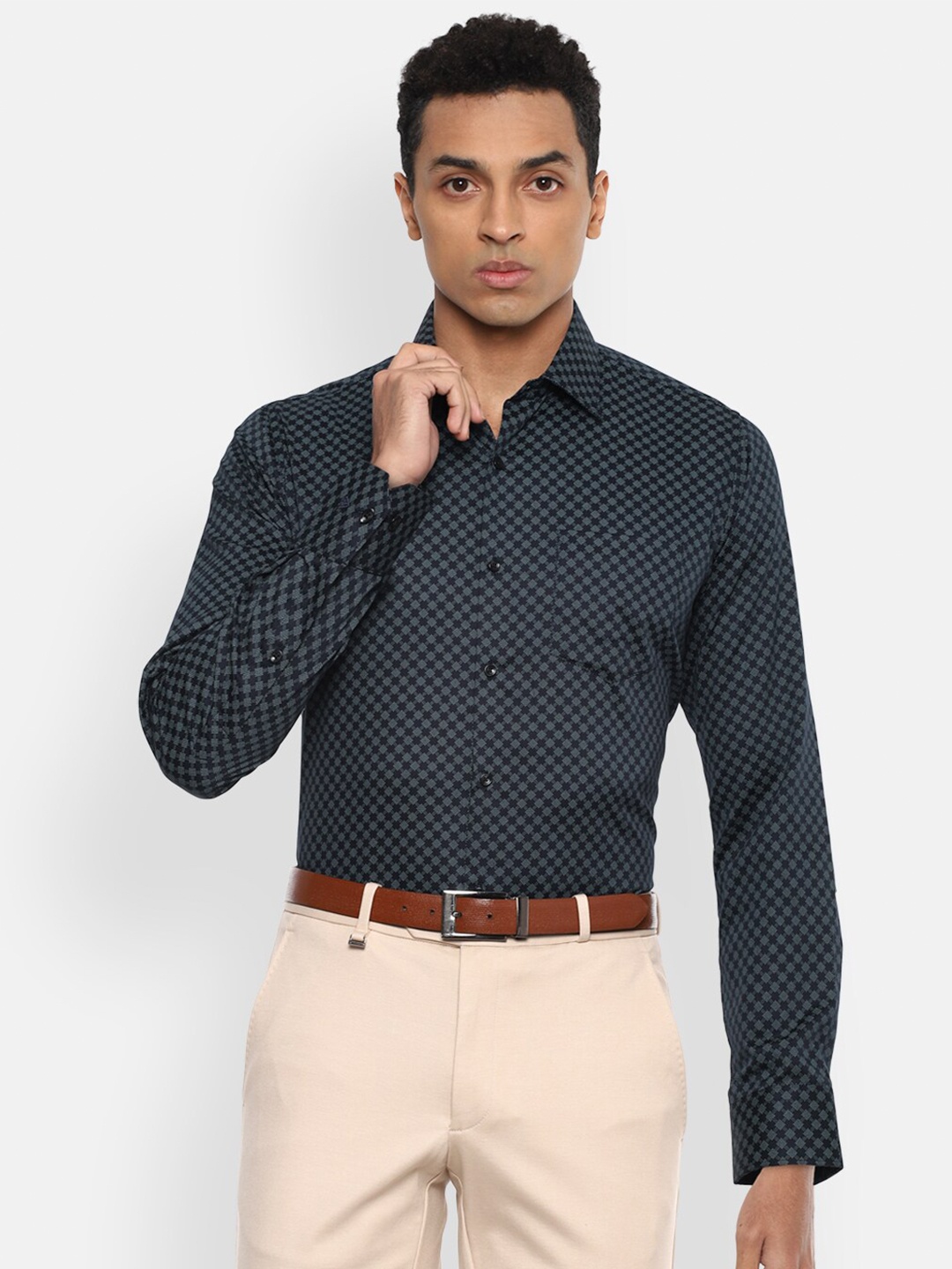 

Van Heusen Men Grey Slim Fit Printed Formal Shirt