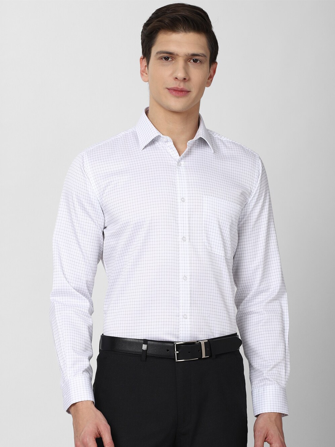 

Van Heusen Men White Grid Tattersall Checks Regular Fit Formal Shirt
