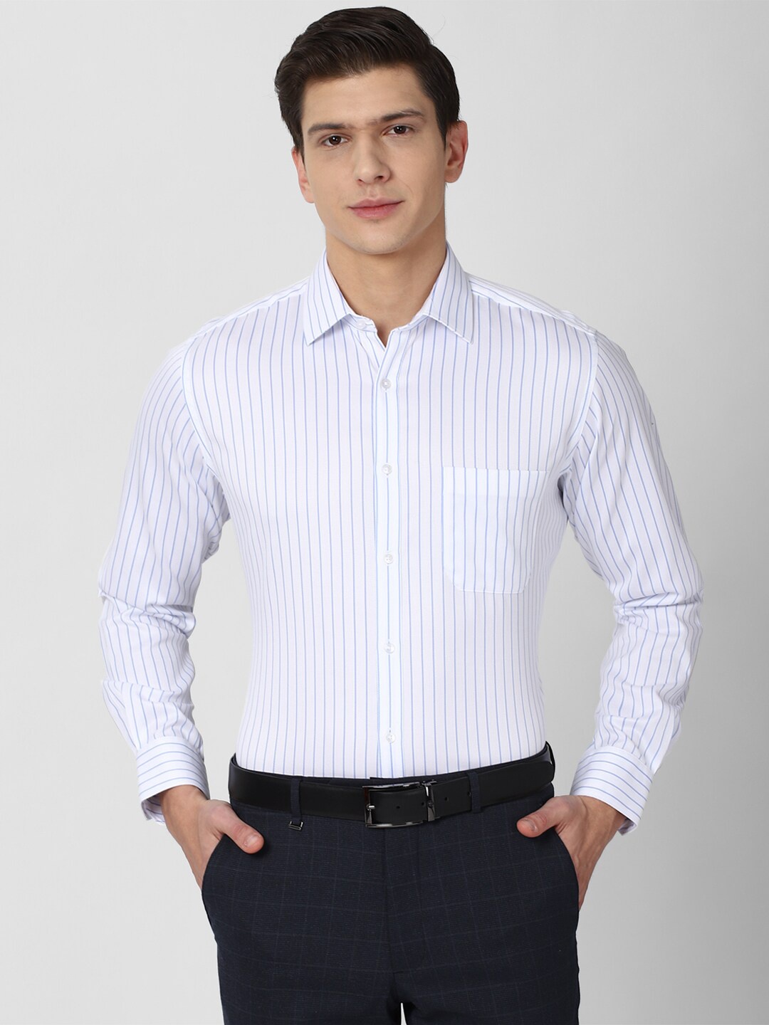 

Van Heusen Men White Striped Formal Shirt