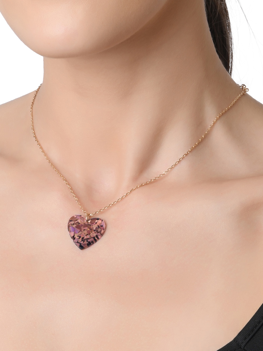 

Lilly & sparkle Gold-Toned & Pink Gold-Plated Chain Necklace