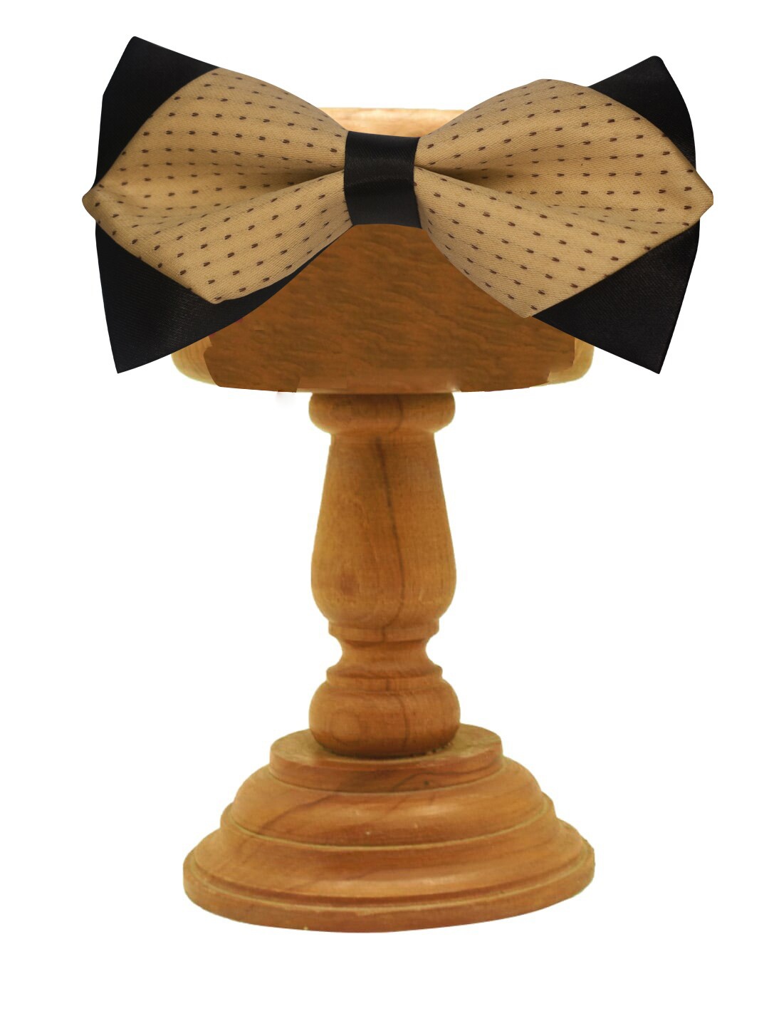 

MUTAQINOTI Men Cream & Black Printed Bow Tie