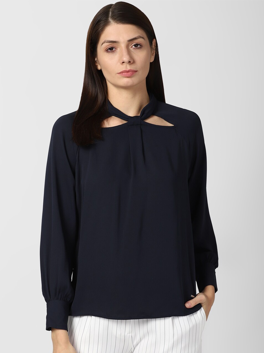 

Van Heusen Woman Women Navy Blue Solid Top