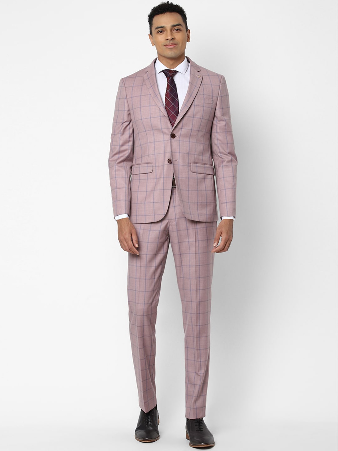 

Allen Solly Men Purple & Blue Checked Formal Two Piece Suit