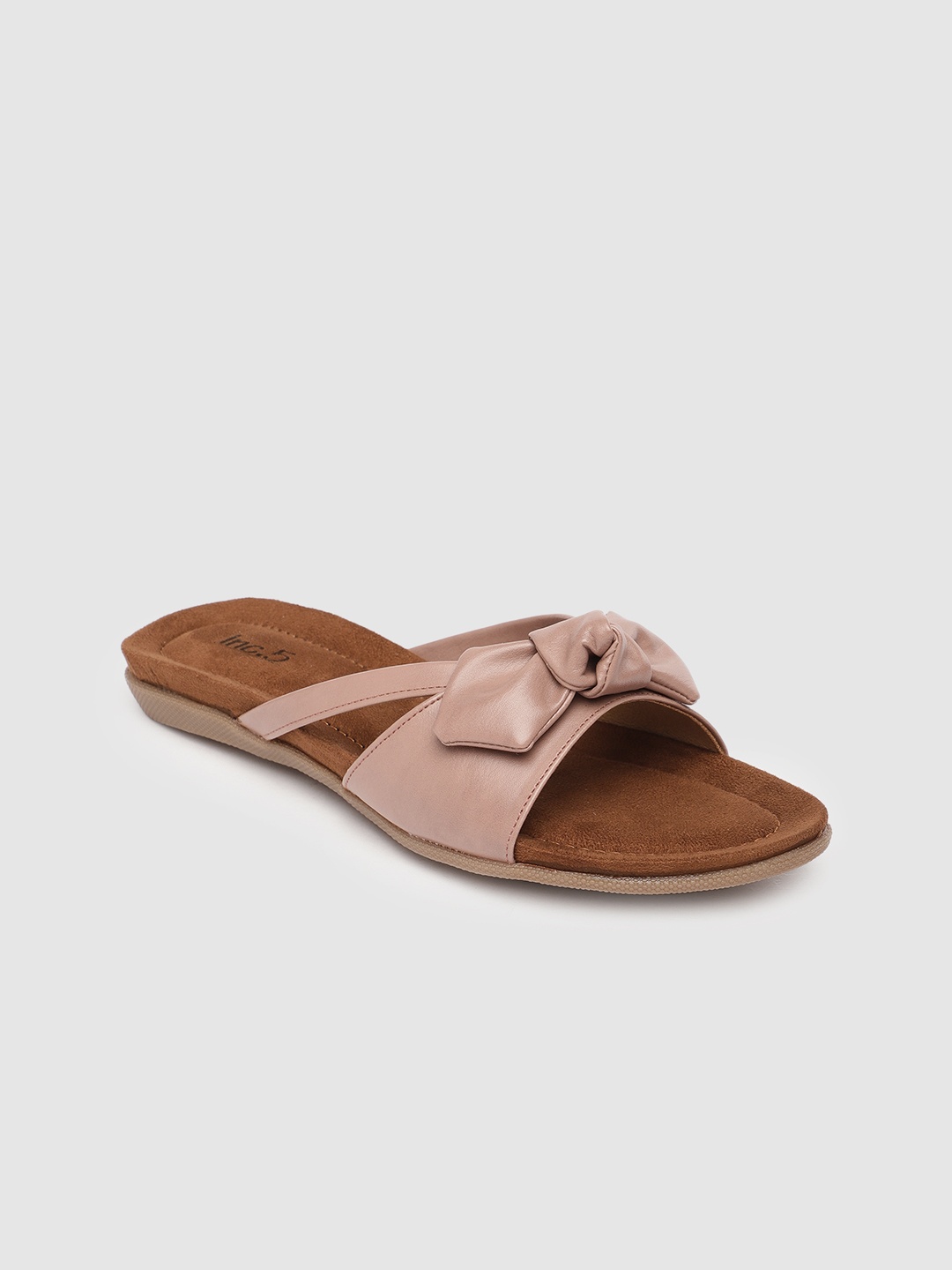 

Inc 5 Women Dusty Pink Solid Open Toe Flats With Bows, Rose