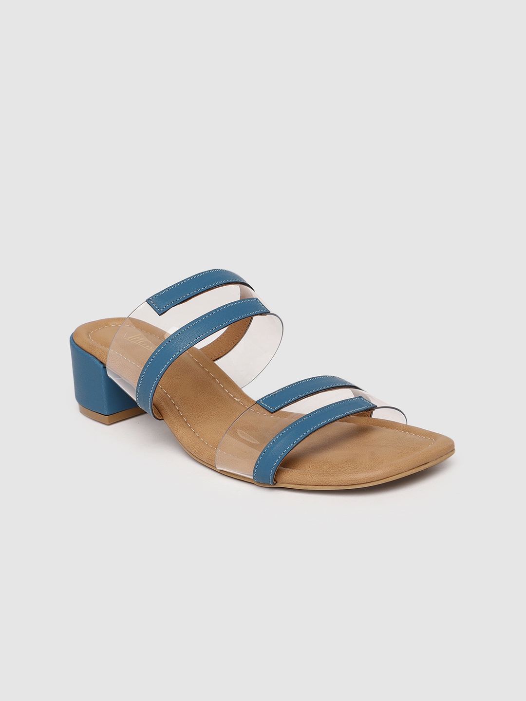 

Inc 5 Women Blue & Transparent Solid Casual Regular Block Sandals