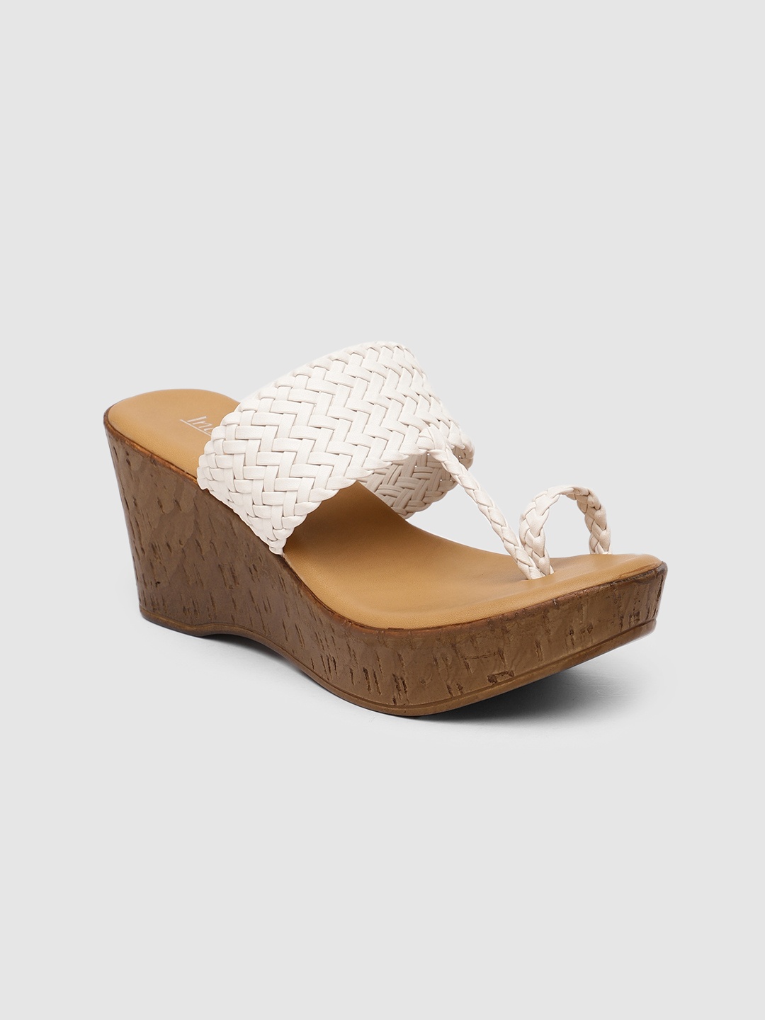 

Inc 5 White Woven Design Ethnic Wedge Sandals