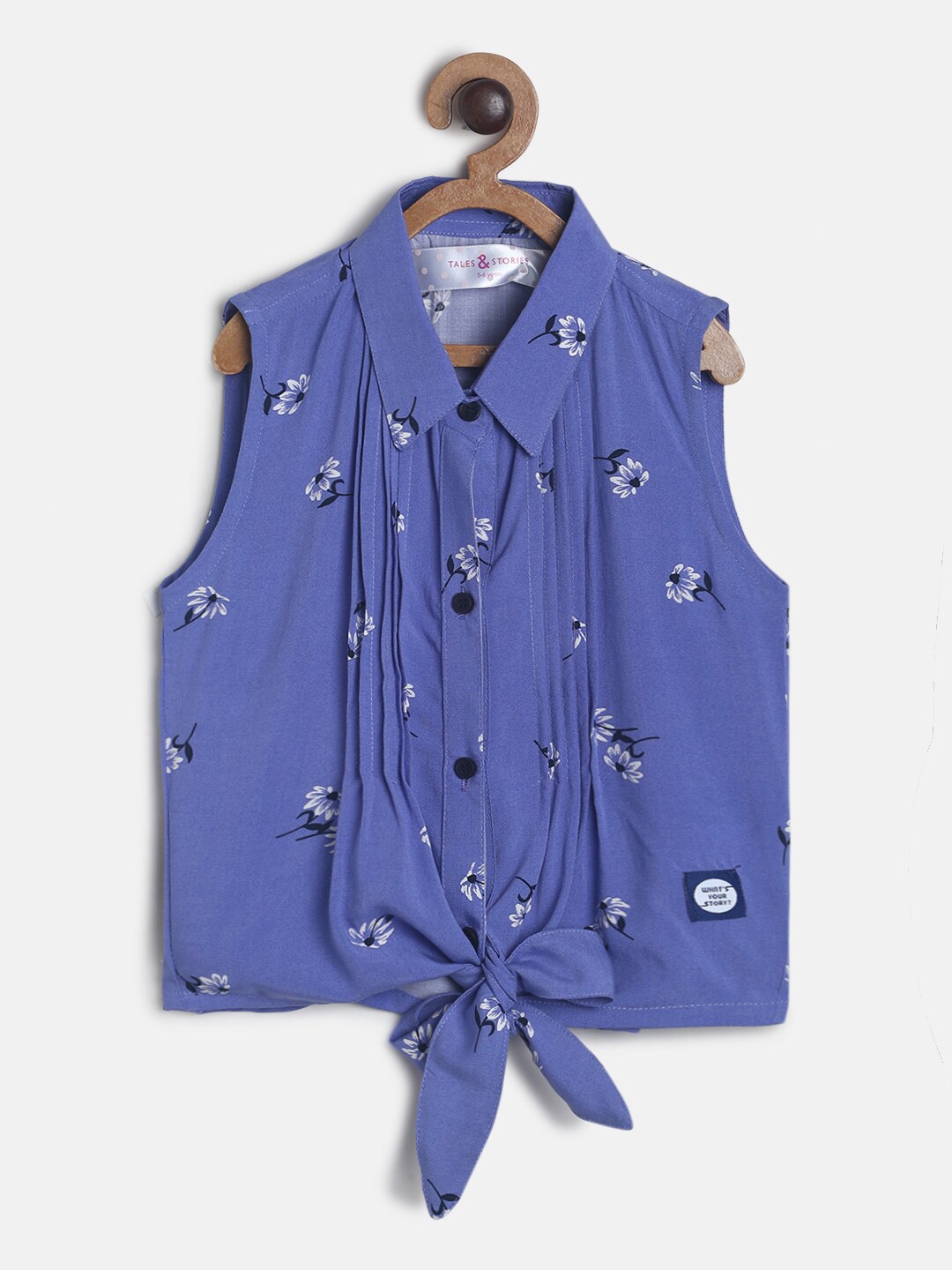 

TALES & STORIES Girls Blue & White Floral Print Shirt Style Top