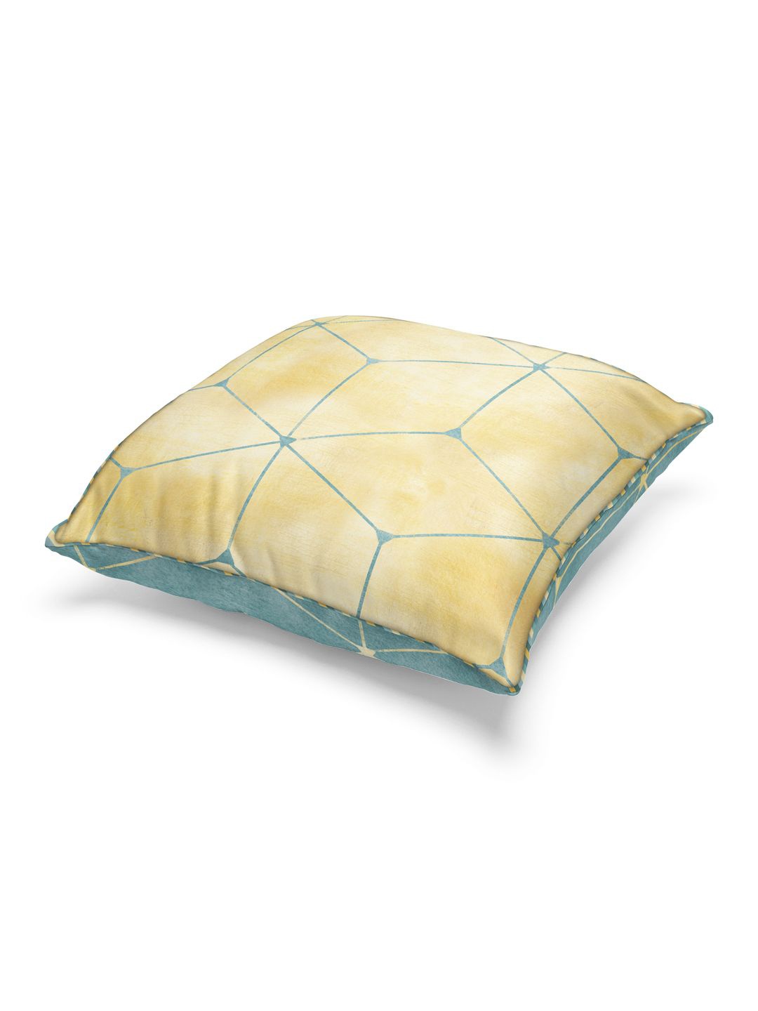 

BIANCA Beige & Blue Set of 2 Geometric Square Cushion Covers