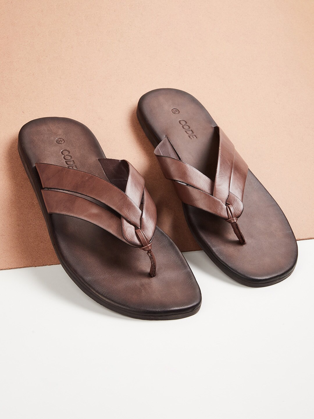 

CODE by Lifestyle Men Brown Solid Thong Flip Flops