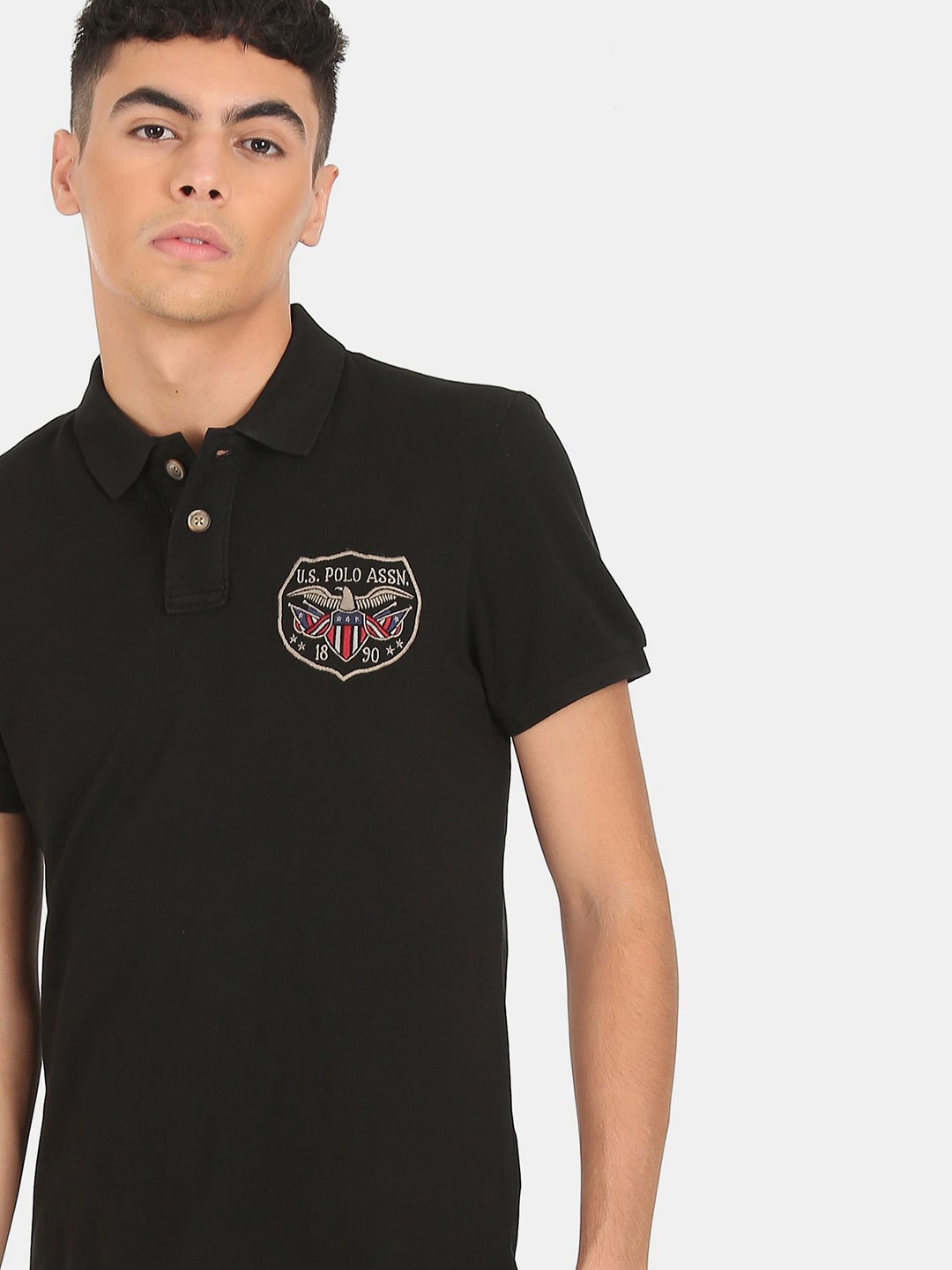 

U.S. Polo Assn. Denim Co. Men Black Typography Polo Collar T-shirt