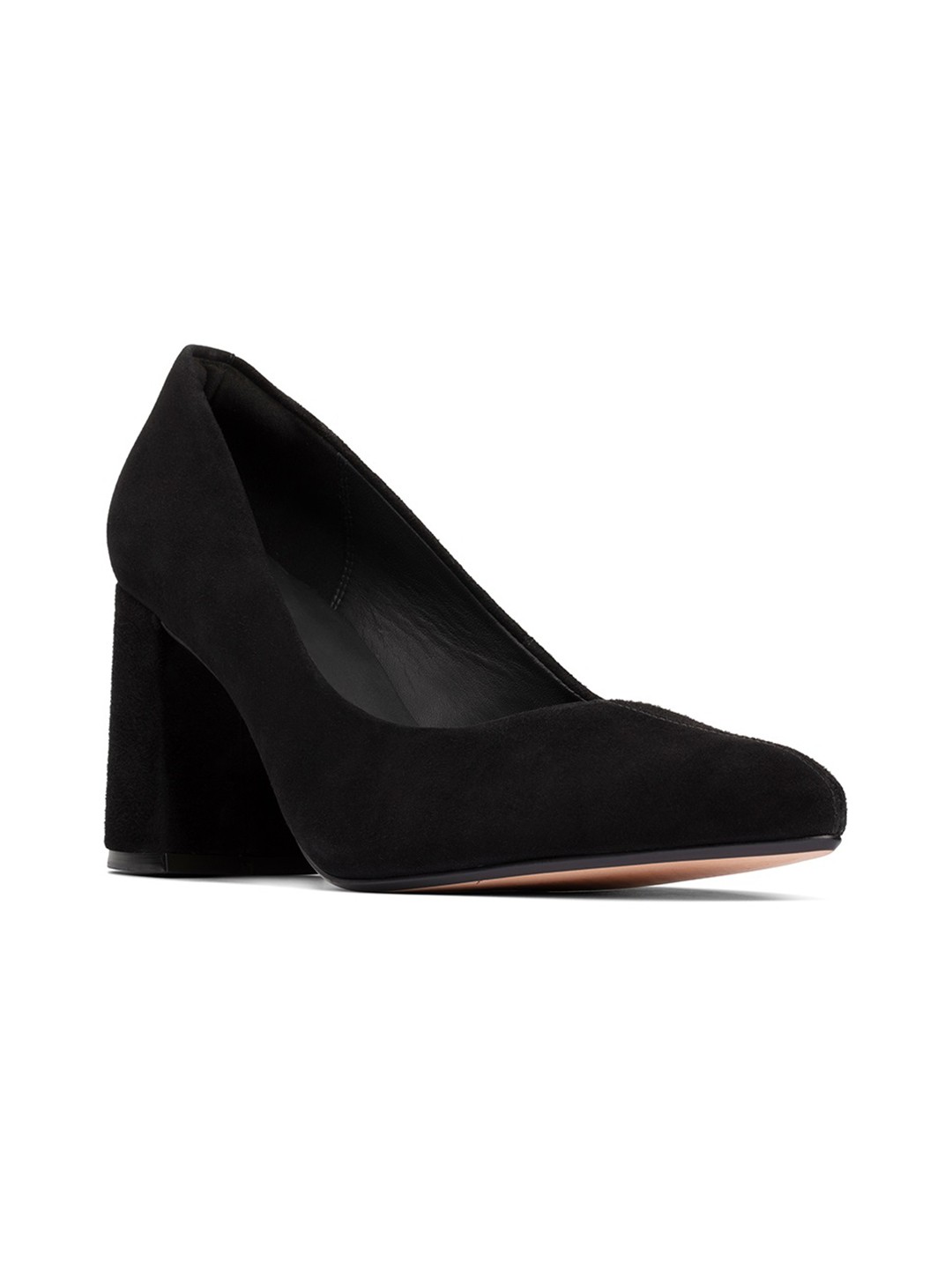 

Clarks Black Textured Suede Comfort Pumps with Buckles