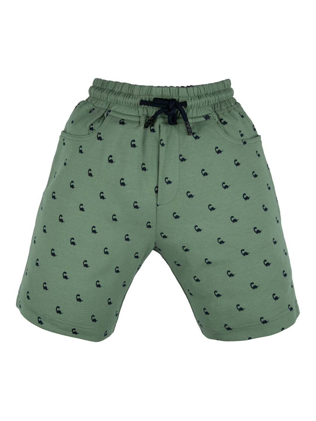 

Status Quo Boys Green Printed High-Rise Shorts