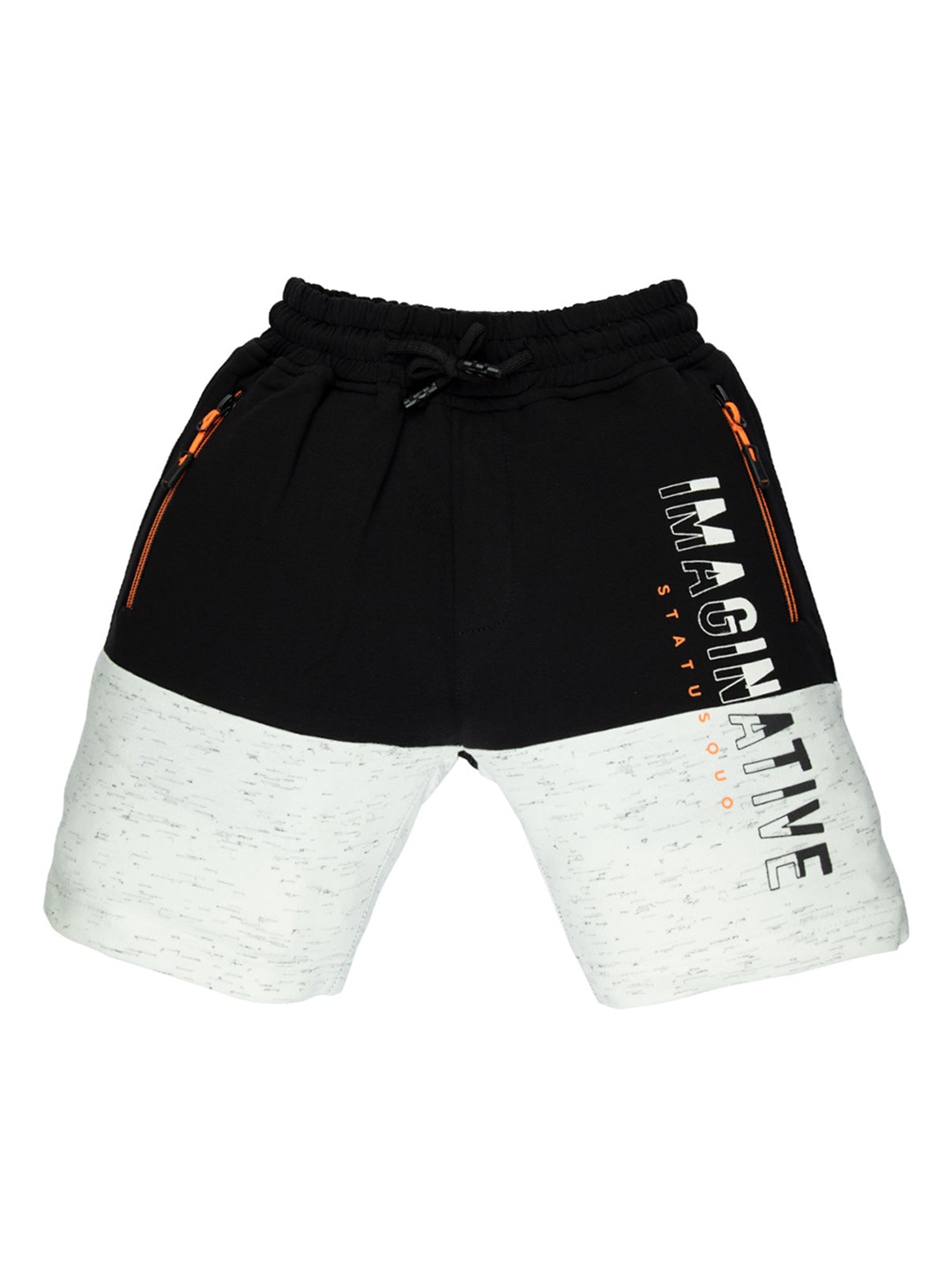 

Status Quo Boys Black & White Printed High-Rise Shorts